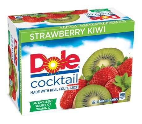 Dole 100% Juice 12 x 340 ml Cans (Strawberry Kiwi)