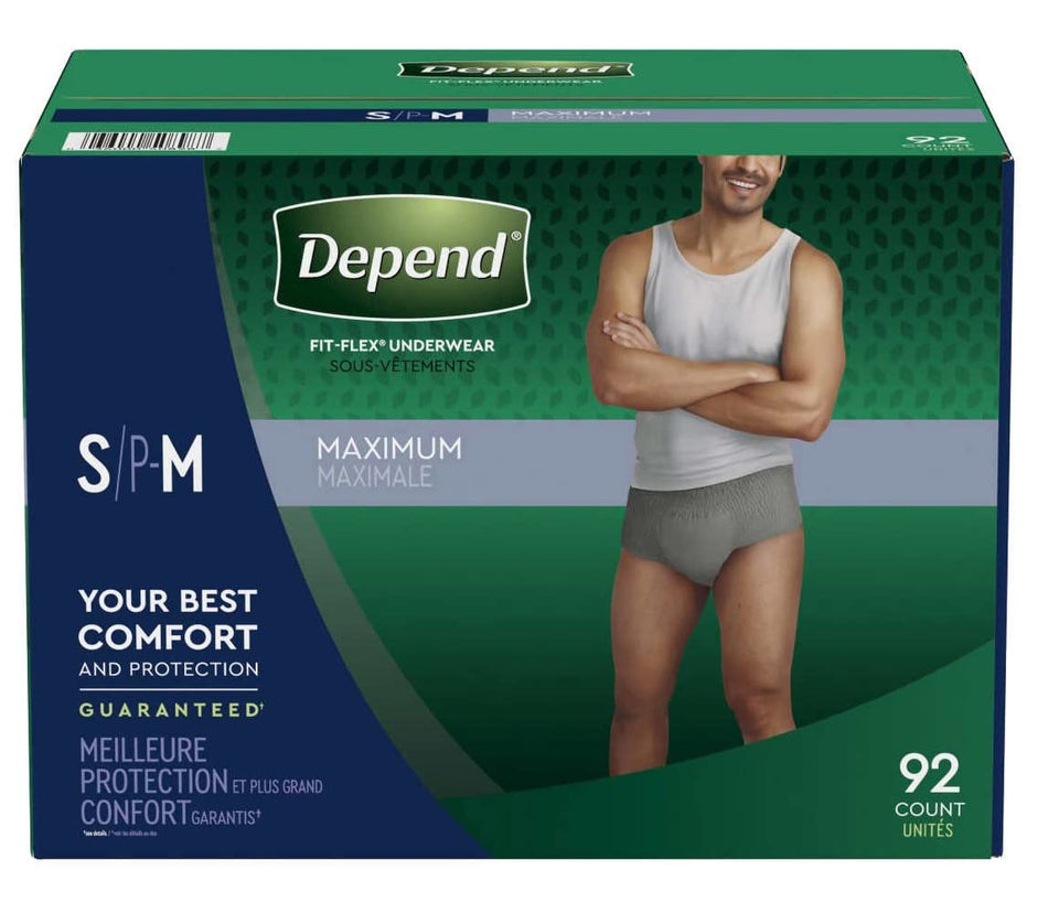 Depend Men's Maximum Absorbency Underwear Small/Medium Grey