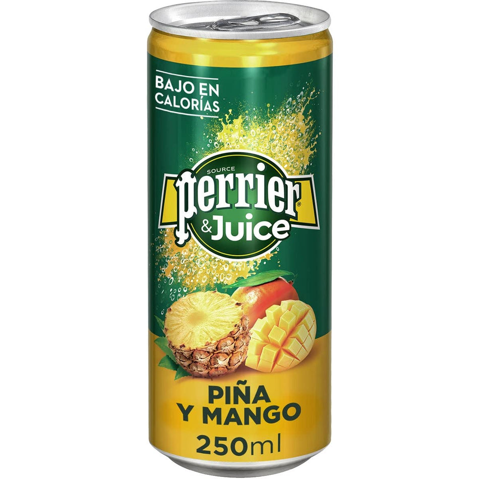 PERRIER & JUICE Natural Sparkling Mineral Water Pineapple & Mango Tin 25 cl