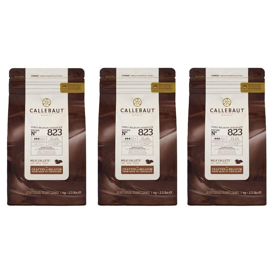 Callebaut 33,6% pépites de Chocolat au Lait (callets) Lot de 3 x 1kg