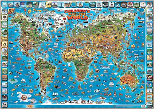 Children's Map of the World Educational Poster Collections Laminated Poster Print, 54x38