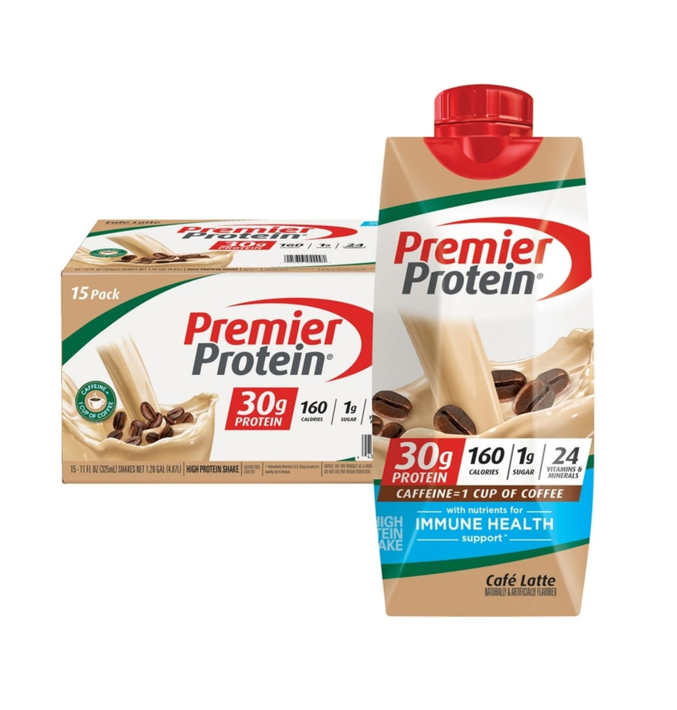 Premier Protein 30g High Protein Shake, Café Latte, 11 Fluid Ounce (Pack of 15)