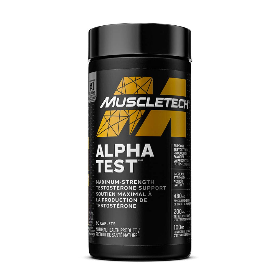 Testosterone Booster for Men, MuscleTech AlphaTest, Tribulus Terrestris for Men, Max-Strength ATP & Test Booster for Men, Boost Free Testosterone and Enhance ATP Levels, 90 Capsules -package varies