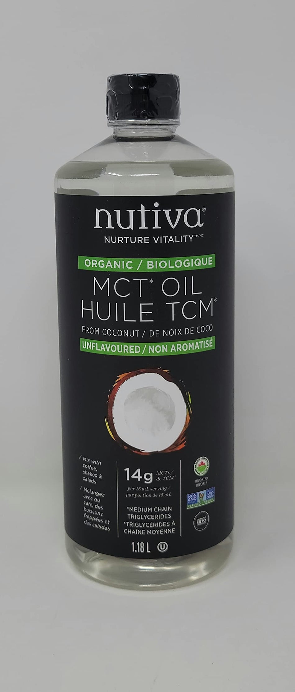 Nutiva Certified Organic MCT Oil, 1.18L, 14.0 grams