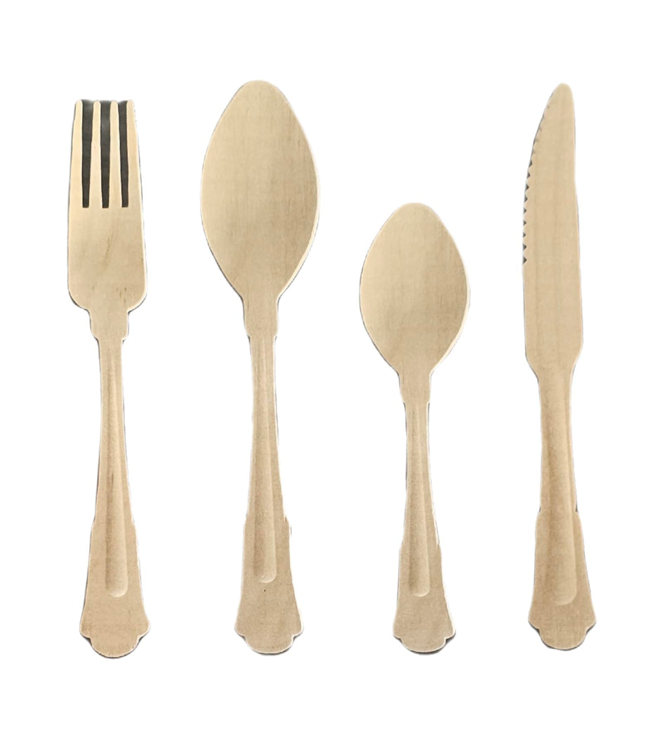 Forest for Climate Wooden Cutlery Set - 180 Forks, 60 Tablespoons, 60 Teaspoons & 60 Knives - 1 Set (360 Pieces)