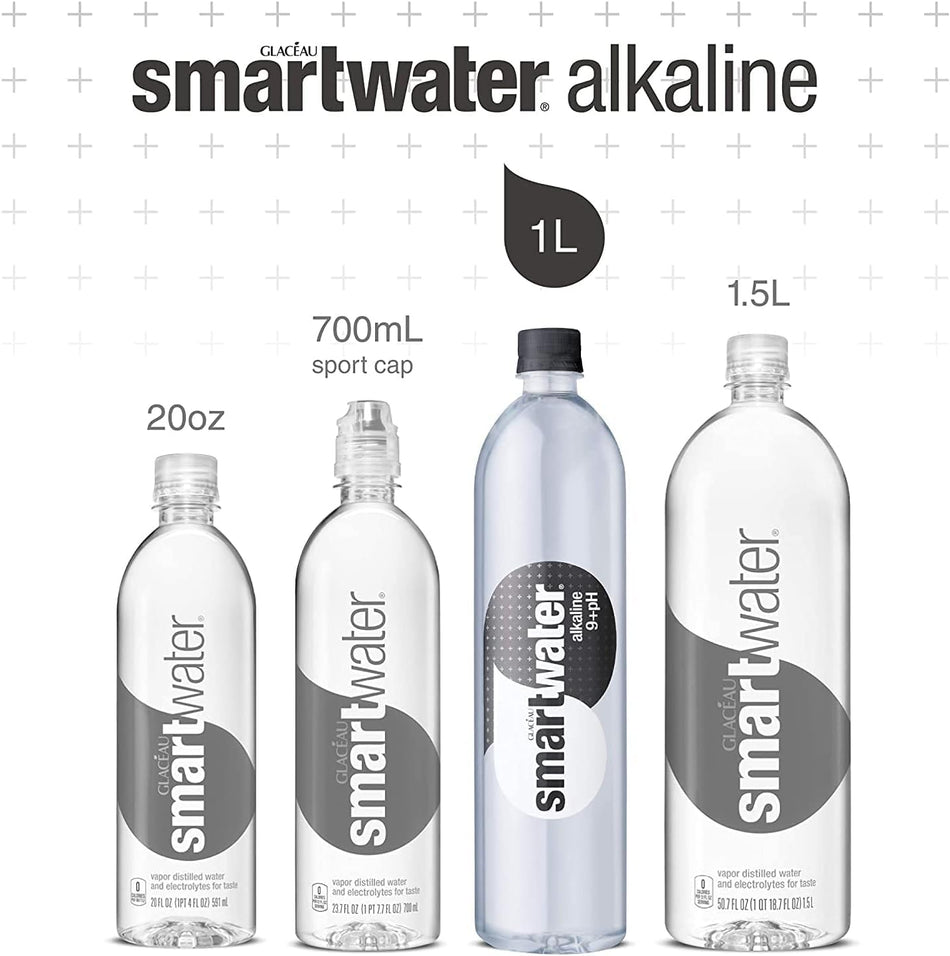 GLACEAU Smart Water, Mineralized Treated Water with Alkaline 9.5+ph 12 x 1 litre