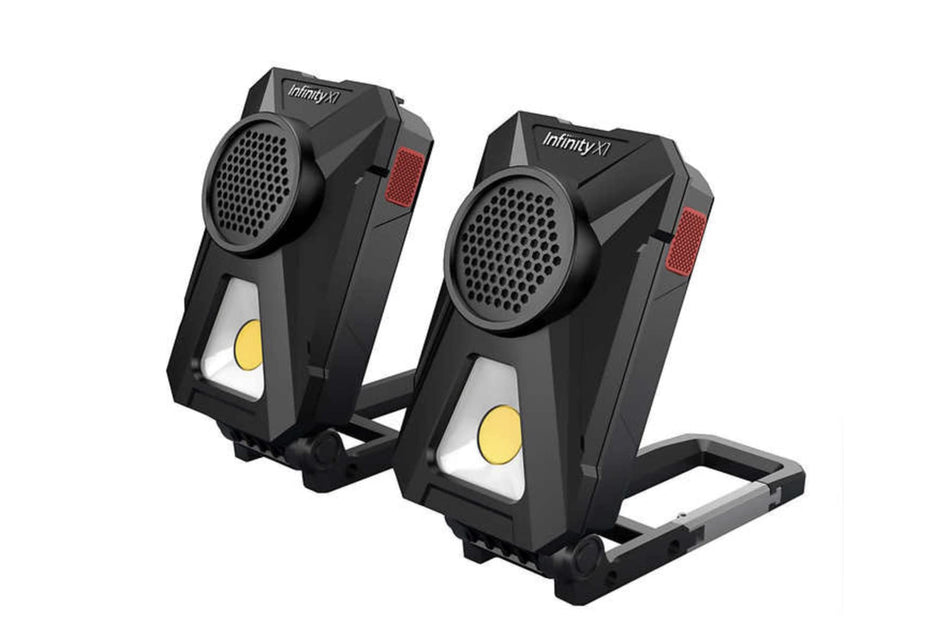 Infinity X1 Rechargeable Wireless WorkLight with Bluetooth Speaker, 700 Lumens - Pack of 2,Black