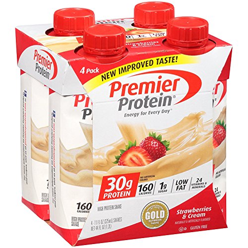 Premier Protein WTOxZF 30g Protein Shake, 11 fl oz Bottle, Strawberry 4 Count (2 Pack)