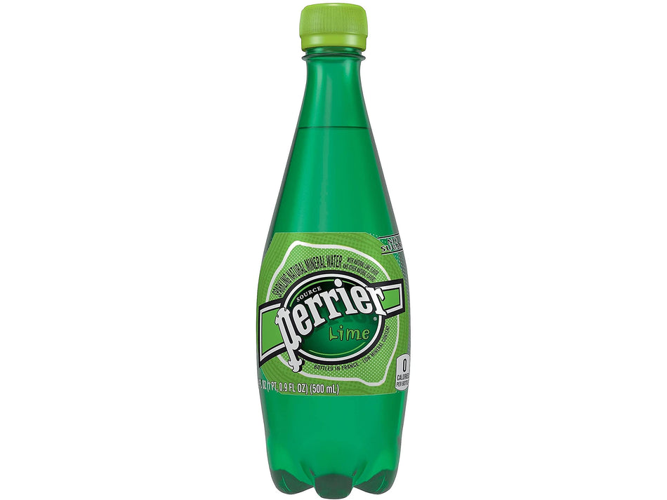 Perrier Flavored Sparkling Mineral Water, Lime, 16.9 Oz, Pack of 24 Bottles