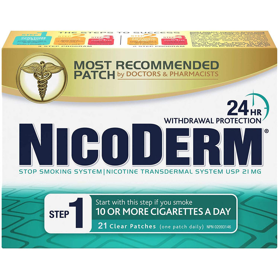 Nicoderm Step 1-21 miligram Clear Patches, 21 Count