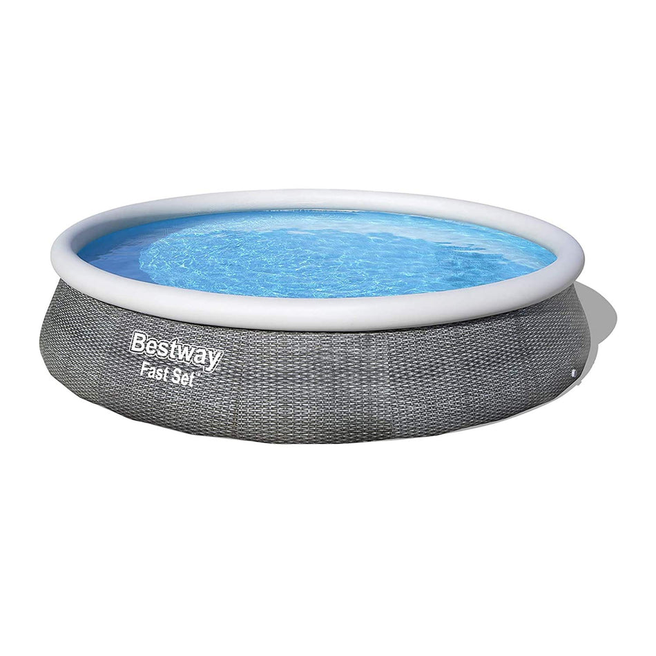 Bestway 57375E Fast Round Inflatable Set, 13ft x 33in | Rattan Print Above Ground Pool