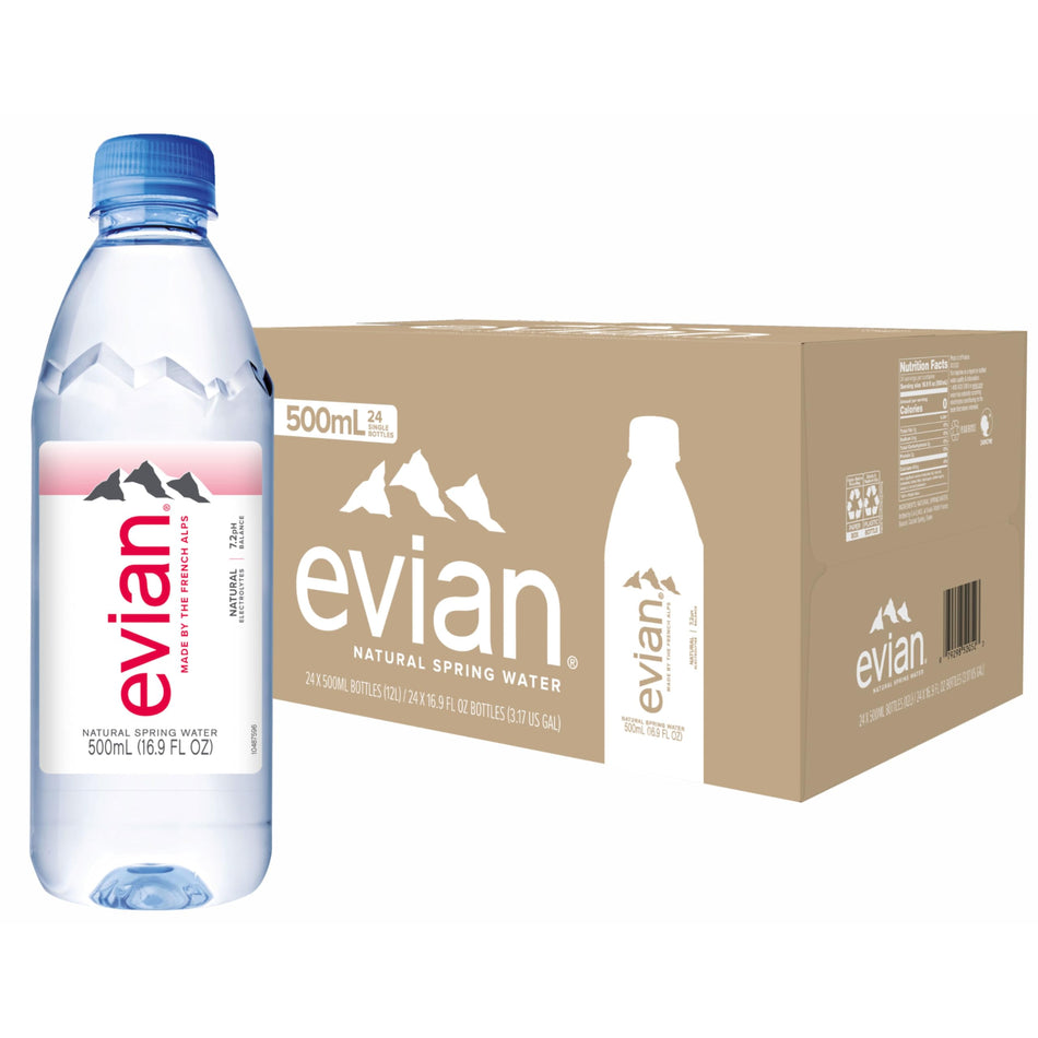 evian Natural Spring Water 500 ml, 24 Count