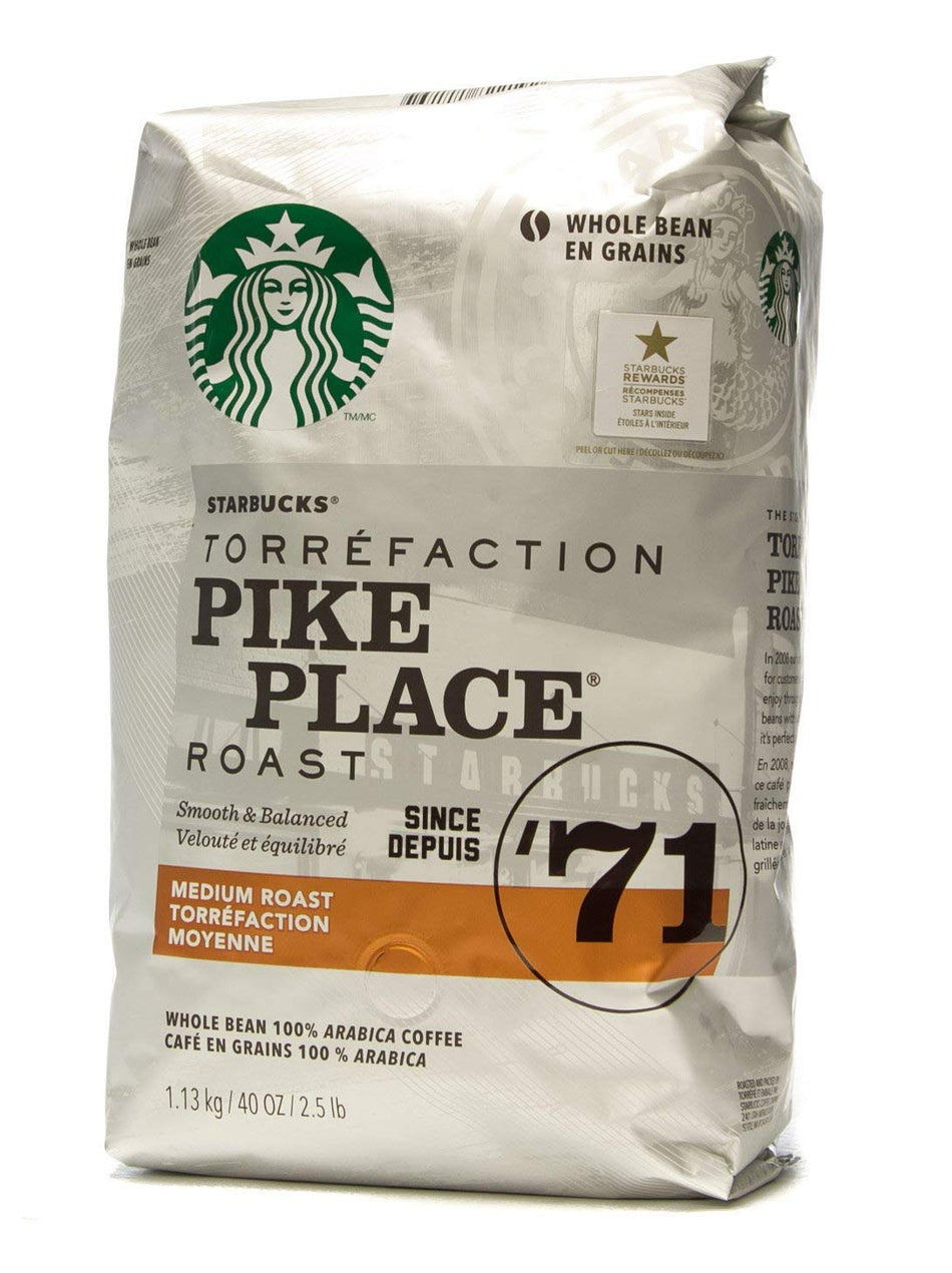 Starbucks Pike Place Medium Roast Whole Bean 100% Arabica Coffee (40 oz.)