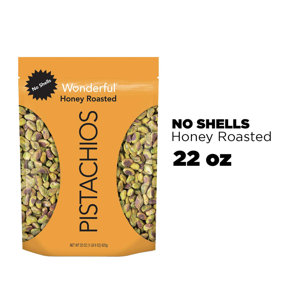 Wonderful Pistachios, No Shells Honey Roasted, 22 Ounce Resealable Pouch