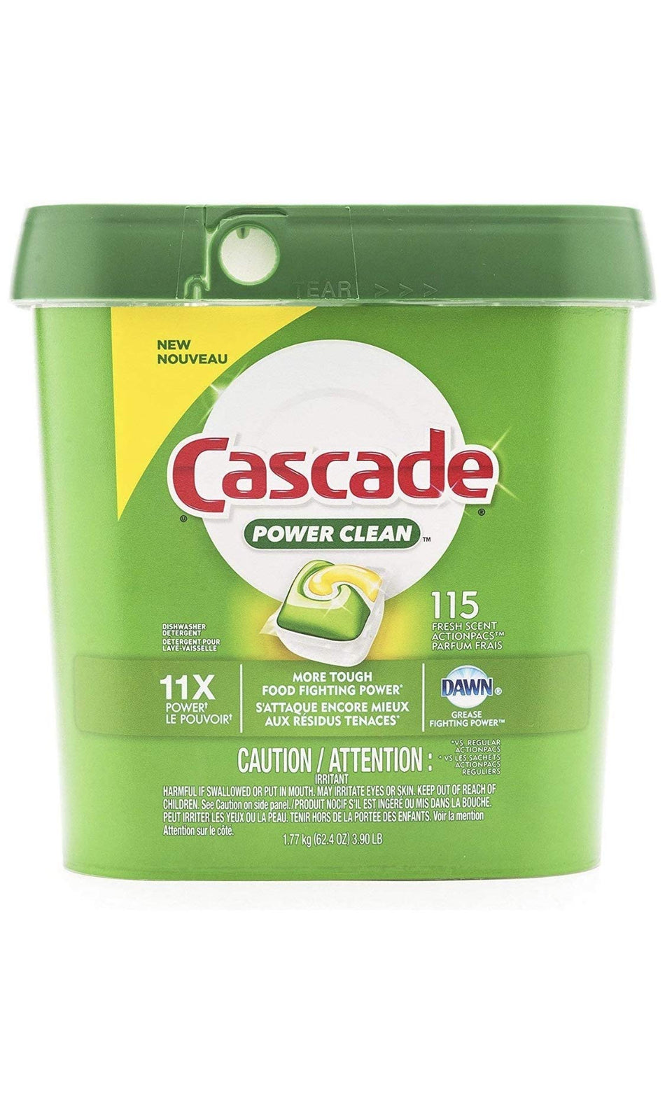 Cascade Power Clean Dishwasher Pods | 115 Dishwasher Detergent Pacs – New and Improved Formula – Fresh Scent