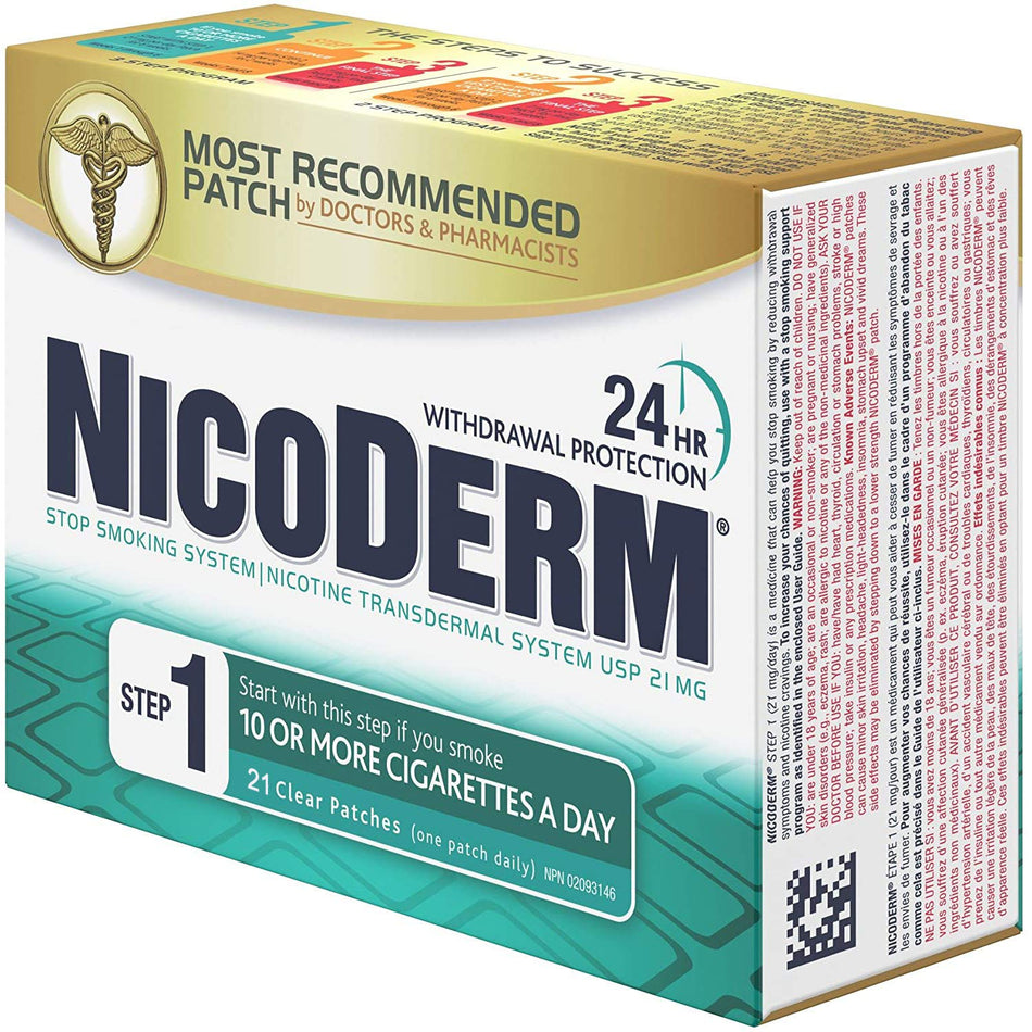 Nicoderm Step 1-21 miligram Clear Patches, 21 Count