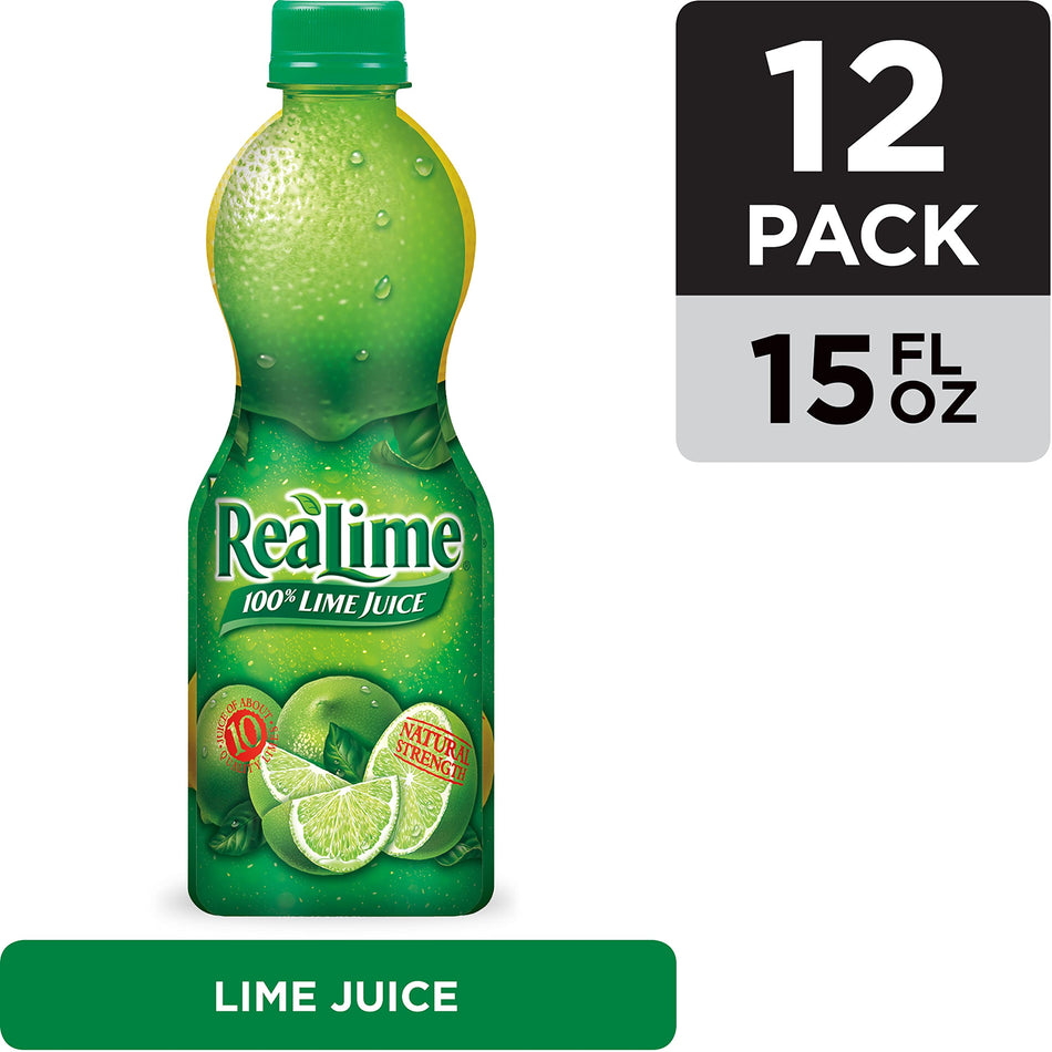 ReaLime 100% Lime Juice, 15 fl oz Bottles (Pack of 12)