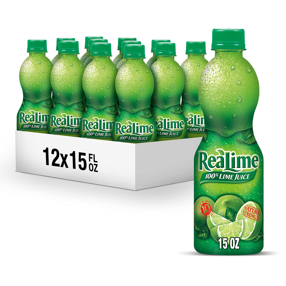 ReaLime 100% Lime Juice, 15 fl oz Bottles (Pack of 12)