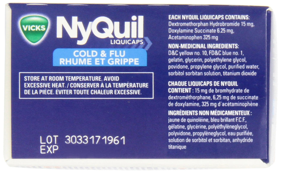 Vicks DayQuil Cold & Flu Multi-Symptom Relief Liquid Capsules + Vicks NyQuil Cold & Flu Multi-Symptom Relief Liquid Capsules, Total 48 Count