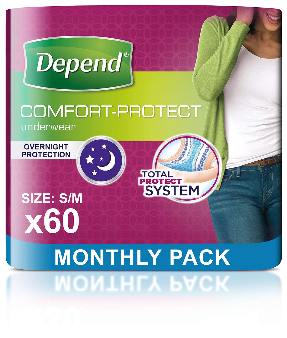 Depend Incontinence Underwear For Women Super Absorbent S/M (60 Pants) Small/Medium