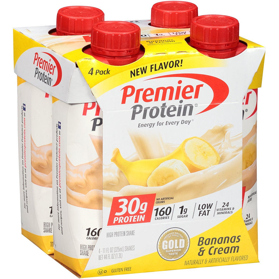 Premier Protein 30g Protein Shakes, Bananas & Cream, 11 Fluid Ounces, 12 Count