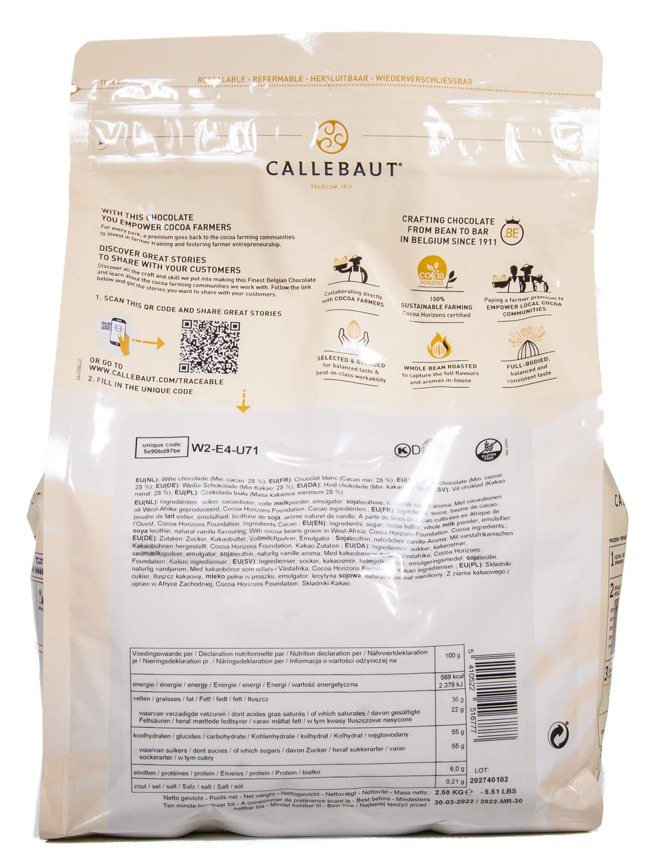 Callebaut Pure White Chocolate Couverture 2.5kg