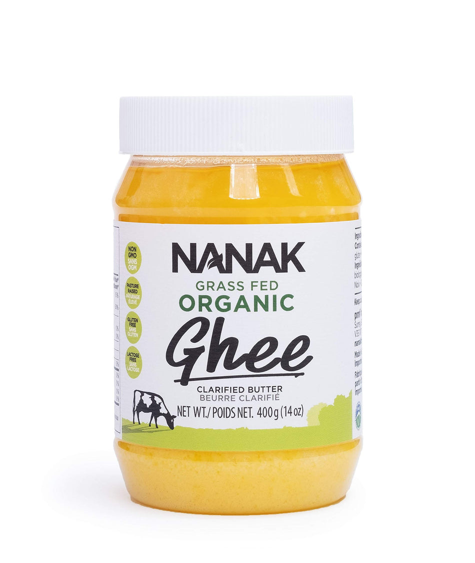 Nanak Organic Grass-fed Ghee, Clarified Butter, 400g, Pasture Raised, Non-GMO, Lactose - Casein - Gluten FREE, 100% Organic Certified - USDA Approved