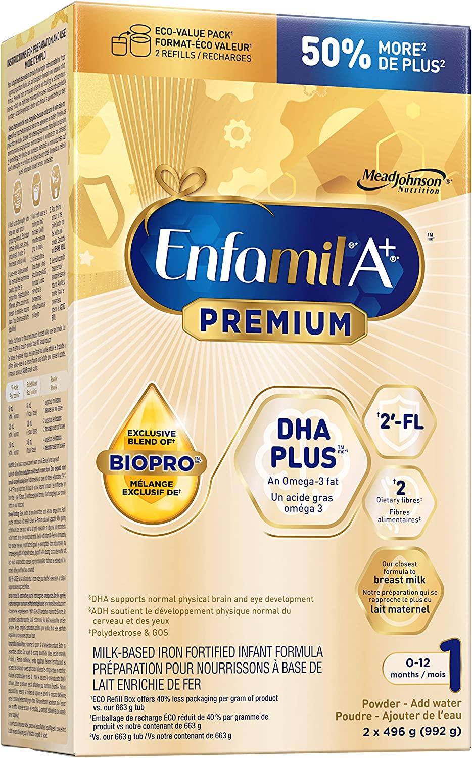 Enfamil A+ Premium, Baby Formula, with DHA and our exclusive BIOPRO blend™ with 2-FL, 992g