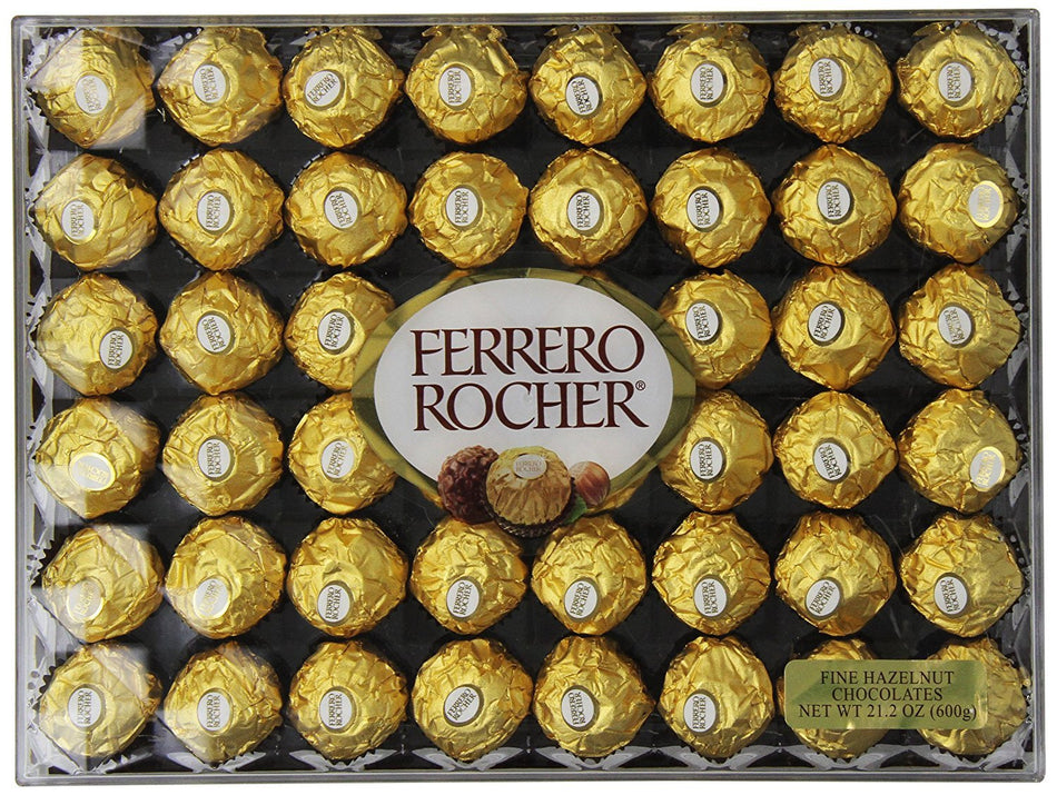 Ferrero Rocher Hazelnut Chocolates, Jewel Box, 48 Count, 600 Grams