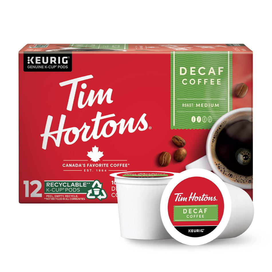 Tim Hortons Single Serve RealCup - Decaffeinated Coffee Cups - 12 ct