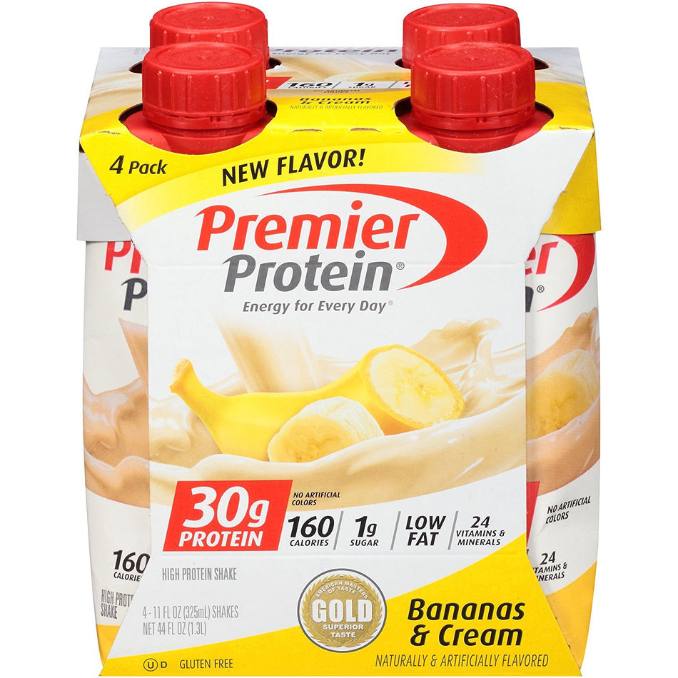 Premier Protein 30g Protein Shakes, Bananas & Cream, 11 Fluid Ounces, 12 Count