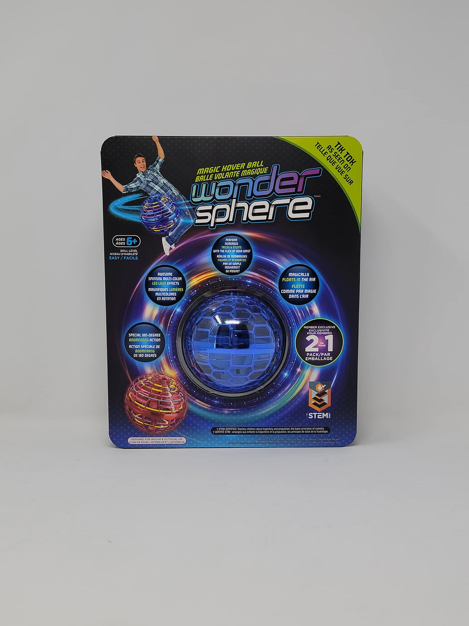 Wonder Sphere The Incredible Magic Hover Ball - 2 Pack, Blue/Red