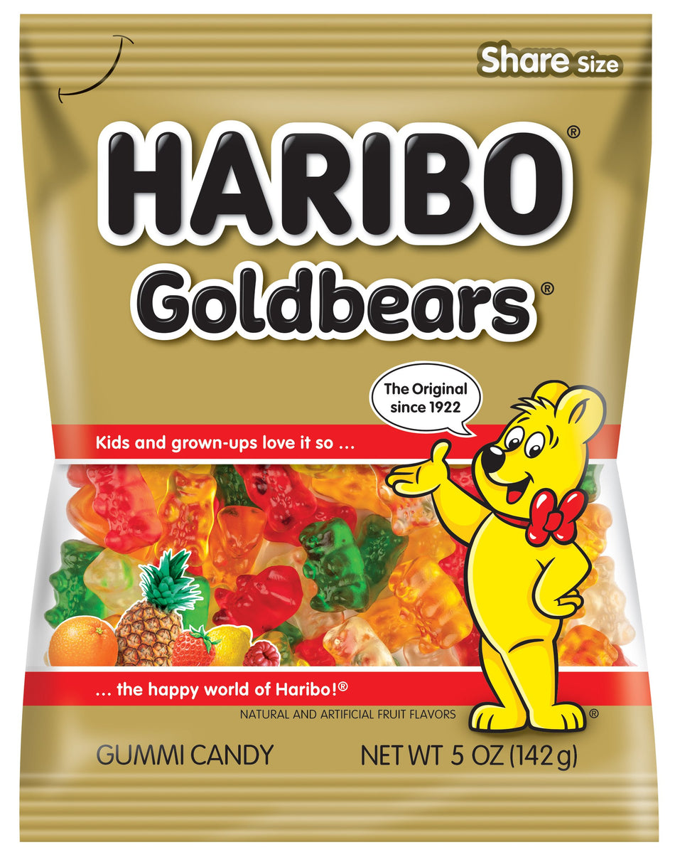 Haribo Gummi Candy, Original Gold-Bears, 5-Ounce Bags (Pack of 12)