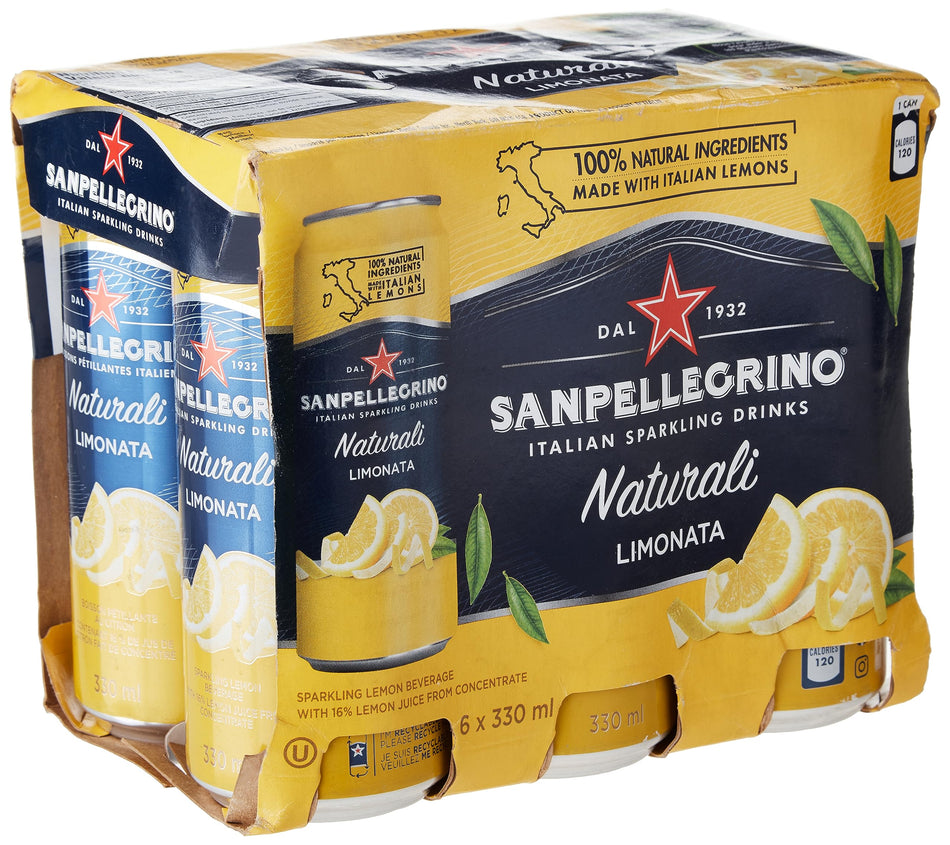 San Pellegrino Limonata Mineral Sparkling Water 6 Pack, 330 ML