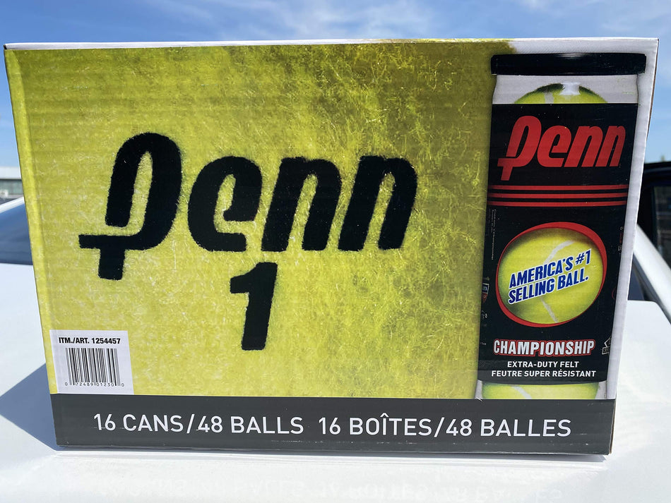 NEW 2020 Penn Championship Tennis Ball, 48 Balls, 16 Cans ! AMERICA'S #1 SELLING BALL, Official Ball of USTA Leagues ! PENN PERFORMANCE BALLS GOOD FOR ALL COURTS, LASTING DURABILITY ! EXTRA-DUTY FELT !