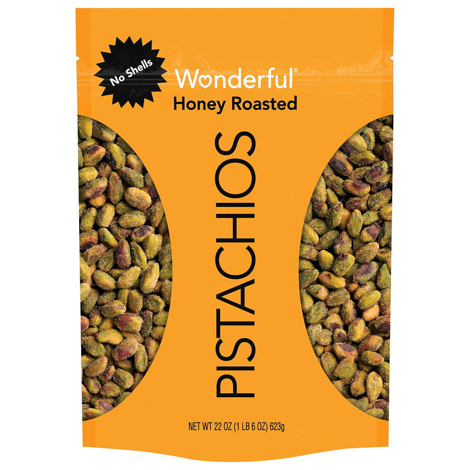 Wonderful Pistachios, No Shells Honey Roasted, 22 Ounce Resealable Pouch