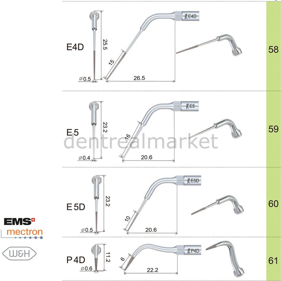 Endodontic Scaler Tips - Ems,Mectron,Woodpecker,WH Compatible