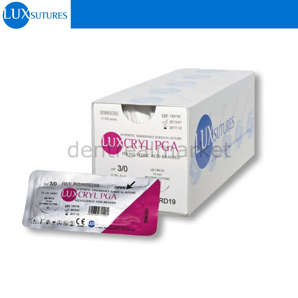 Luxcryl PGA Absorbe Surgical Suture - Reverse Cutting Needle - 2 Box