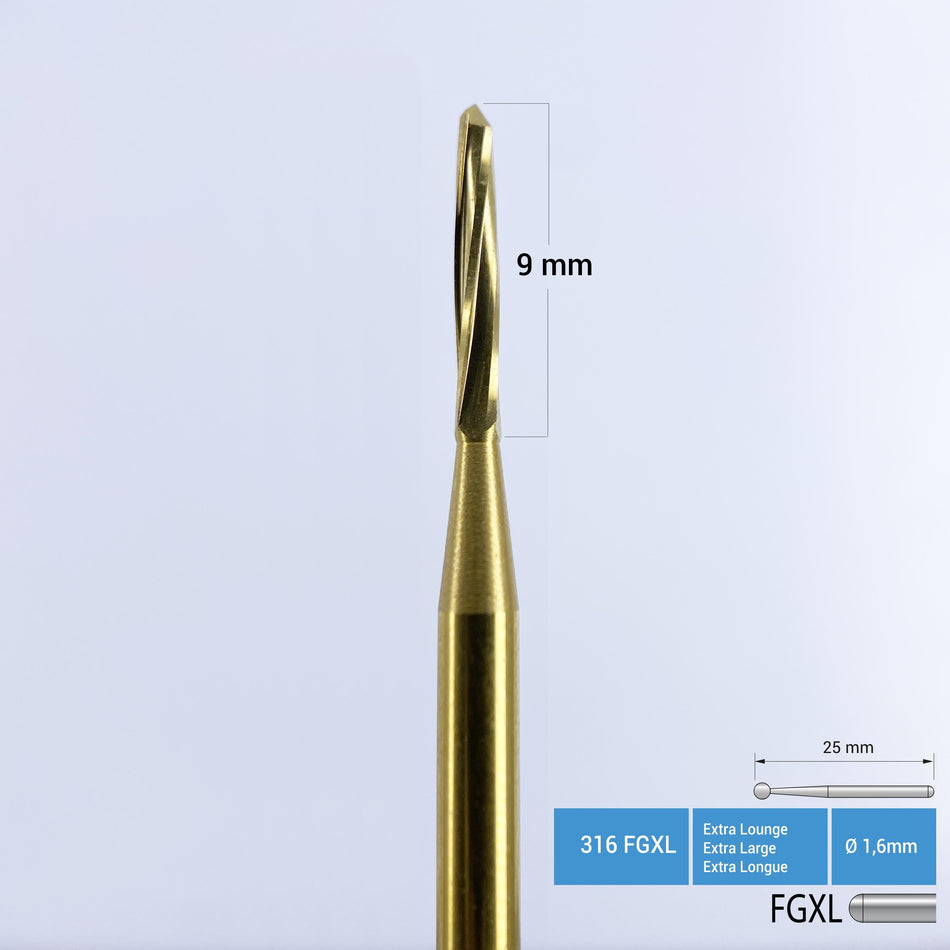 Titanium Coated Carbide Lindemann Bone Cutter - 161 FGXL - for Air Turbine